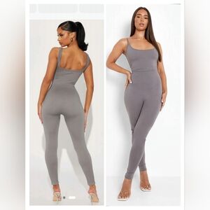 H&M Gray Fitted Jumpsuit